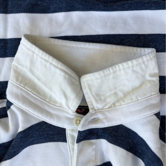 Vineyard Vines Rugby  LS Polo Shirt Mens Large Blue White Striped Collared Rib - Picture 4 of 10